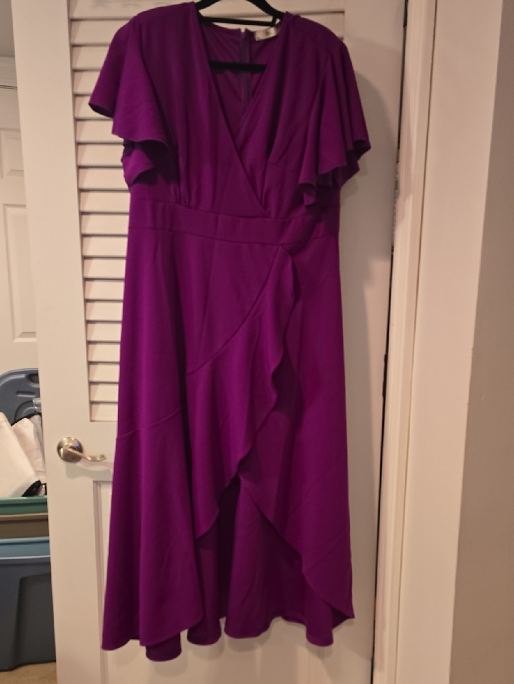 Purple Flutter Sleeve Ruffle Dress - Elegant Women's Occasion Dress